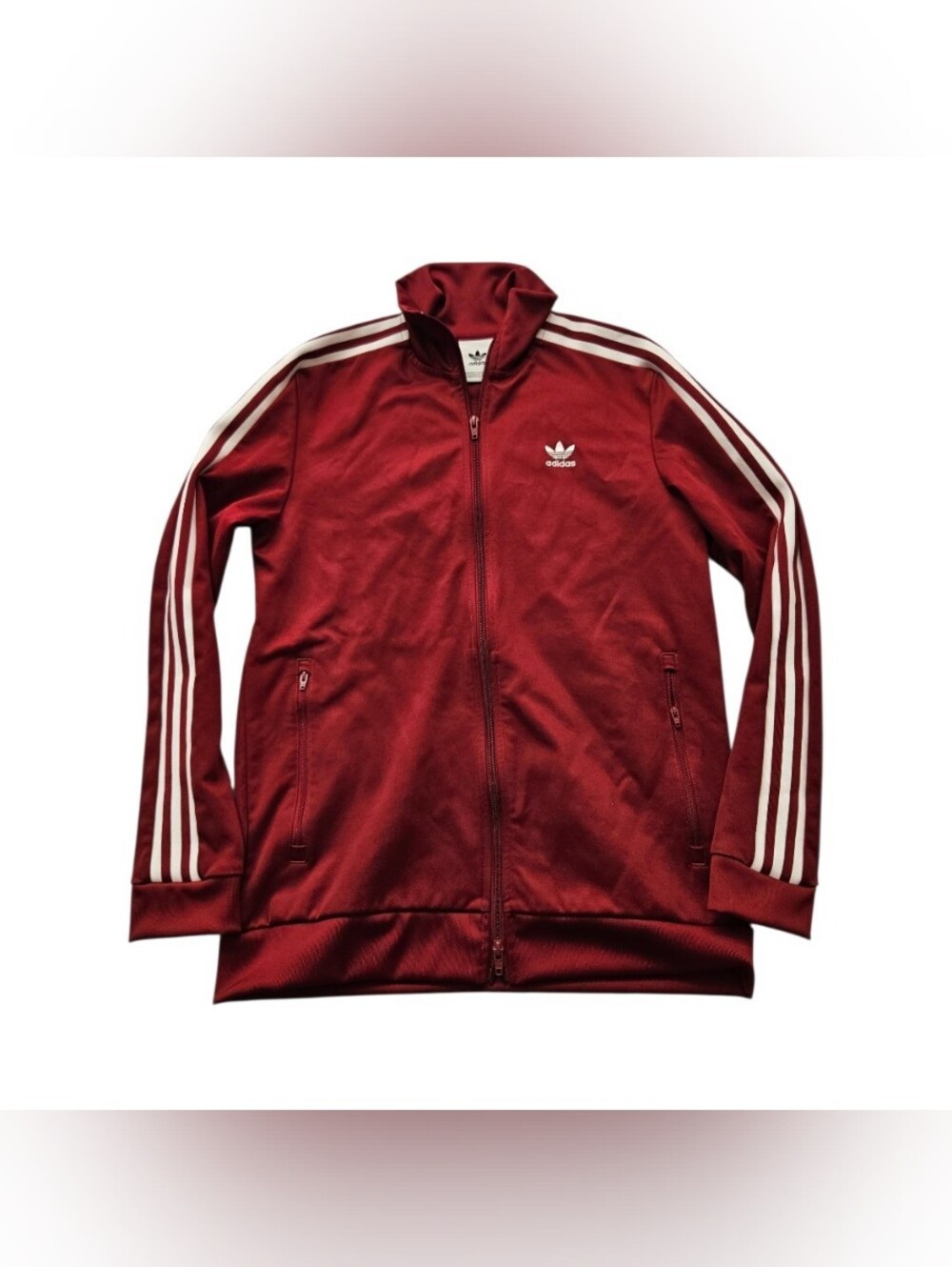 Adidas Mens Track Jacket Medium Red Brick Trefoil Firebird Originals SST Zip Top